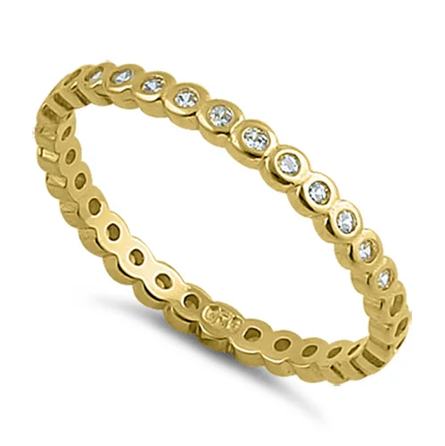 Classic Gold Engagement Rings-Yellow Gold Eternity Stackable CZ Ring