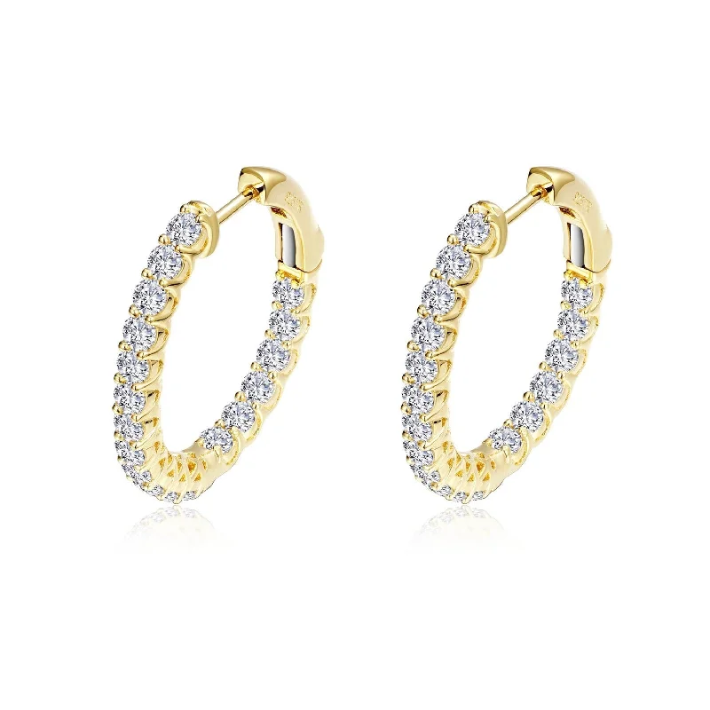 Artisan Earrings-Lafonn Simulated Diamond 1.80ct Oval Inside Out Hoop Earrings E3026CLG