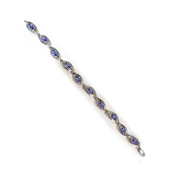 Custom Charm Bangles-Sterling Silver Tanzanite Bracelet