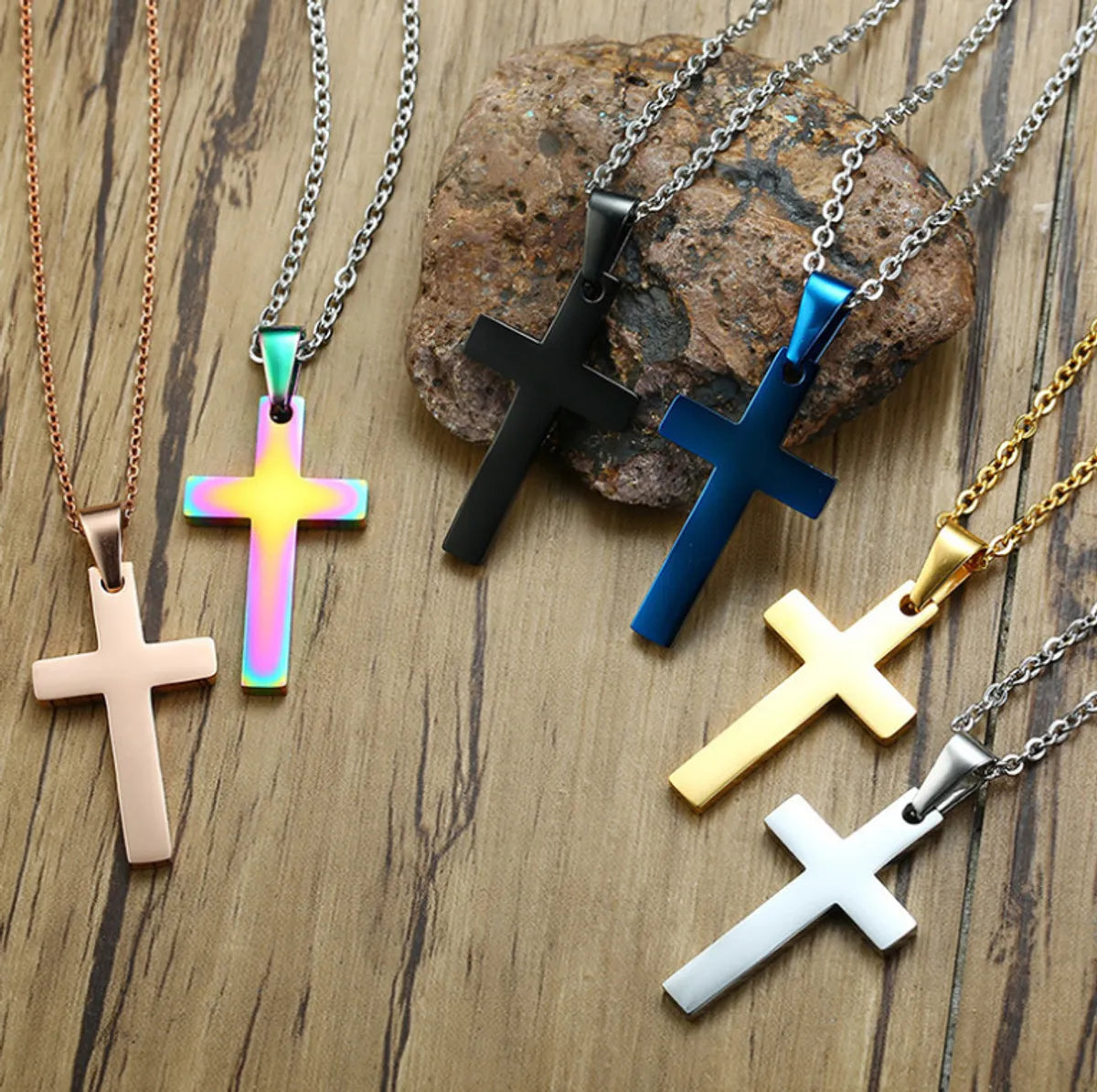 Fashion Jewelry Necklaces-Simple Style Cross Stainless Steel Pendant Necklace Plating Stainless Steel Necklaces