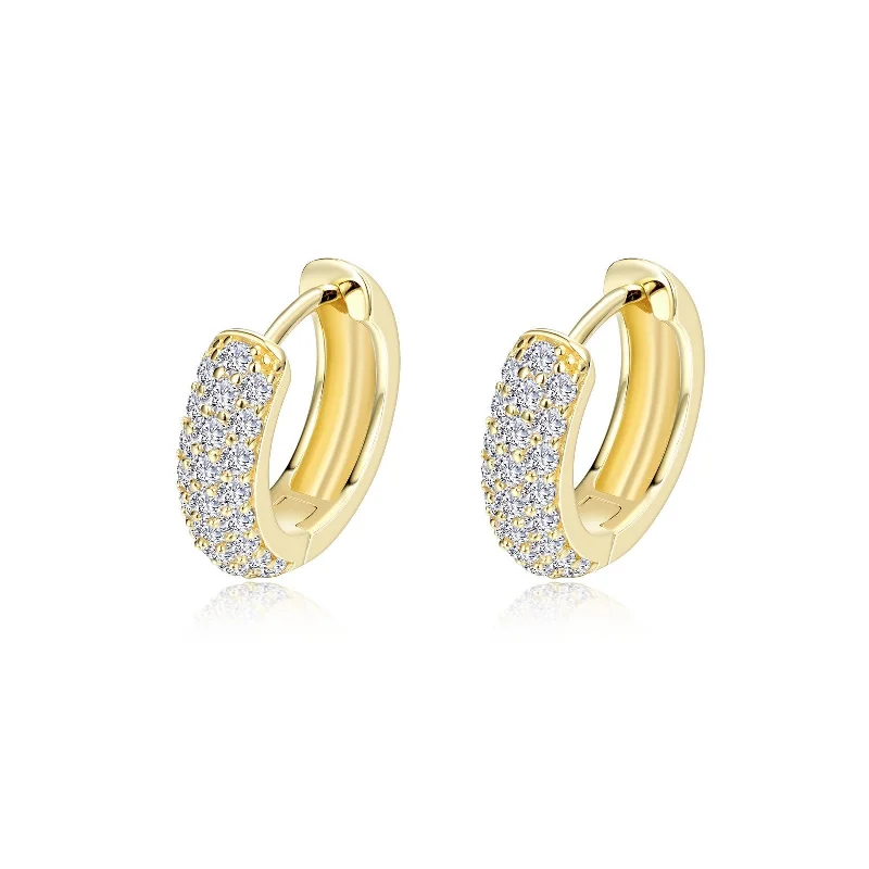 Big Drop Earrings-Lafonn Simulated Diamond 3 Row Huggie Hoop Earrings E0199CLG