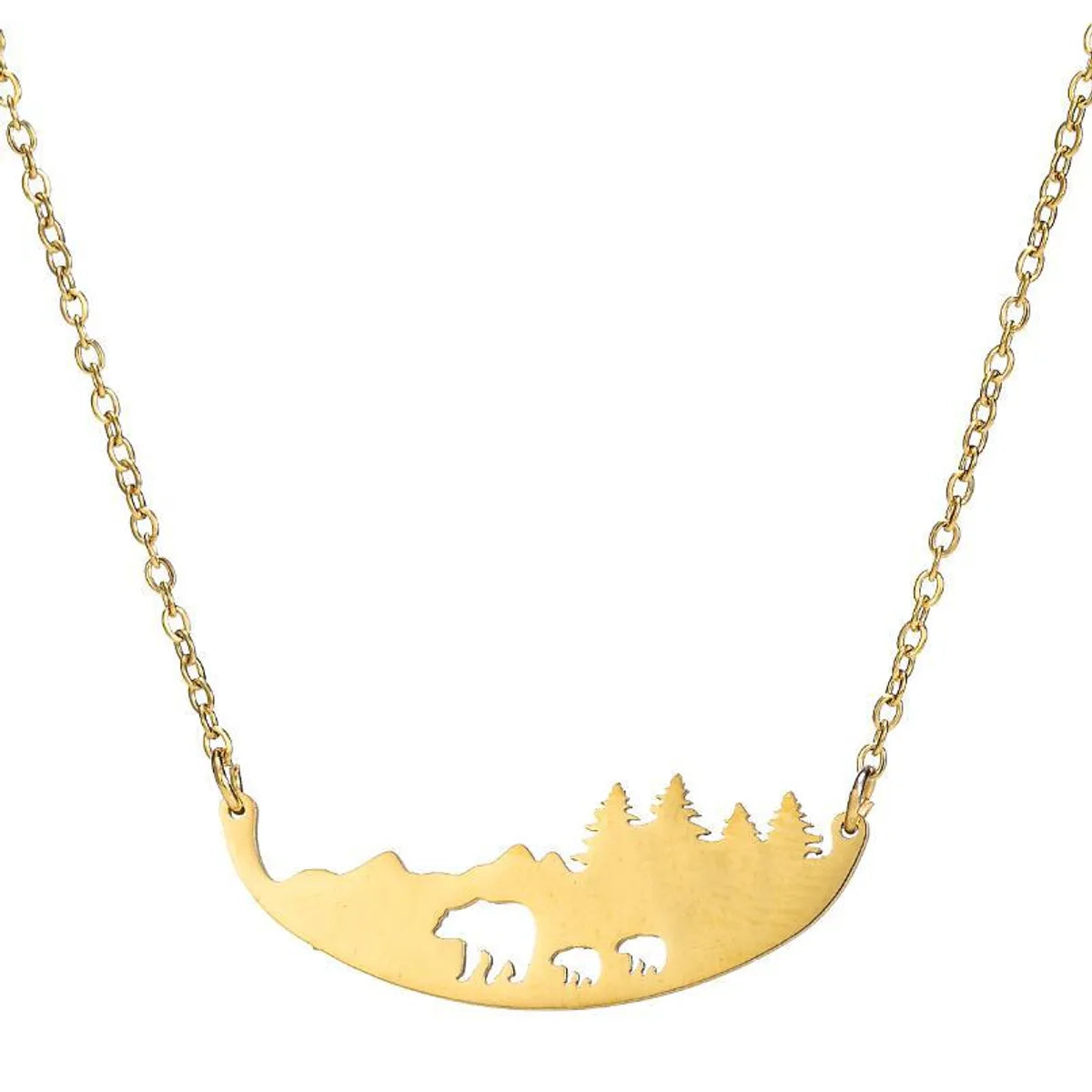 Mother Bear Necklace Gold