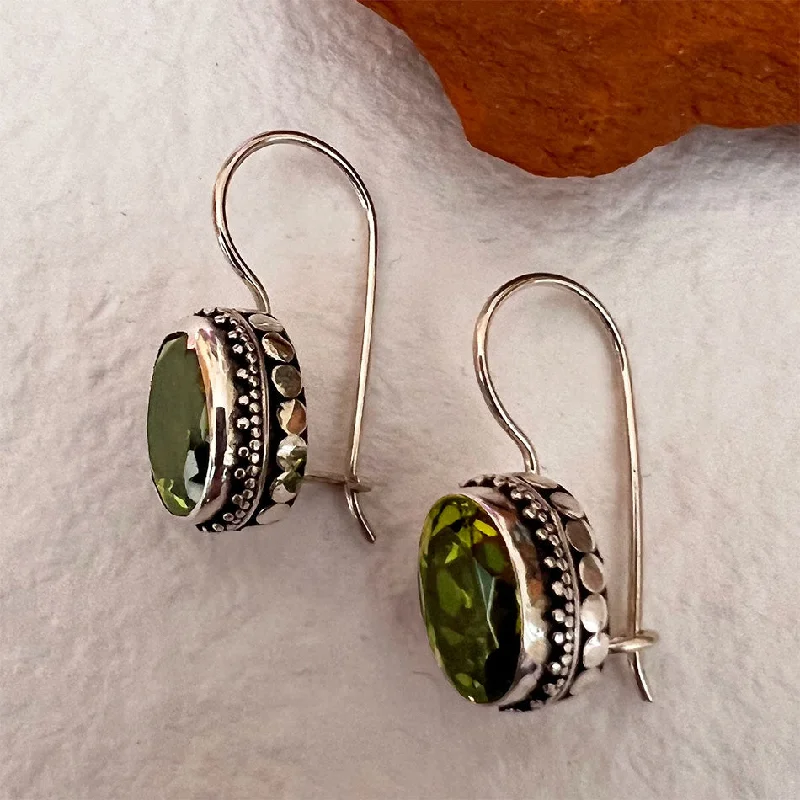 Colored Hoop Earrings-Pre-order! Permata Earrings, Peridot - Sterling Silver, Indonesia