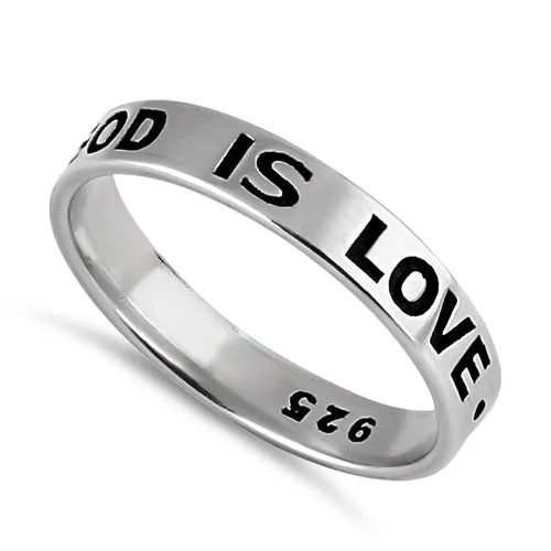 Wedding Ring Custom Design-Sterling Silver 4mm God Is Love Ring