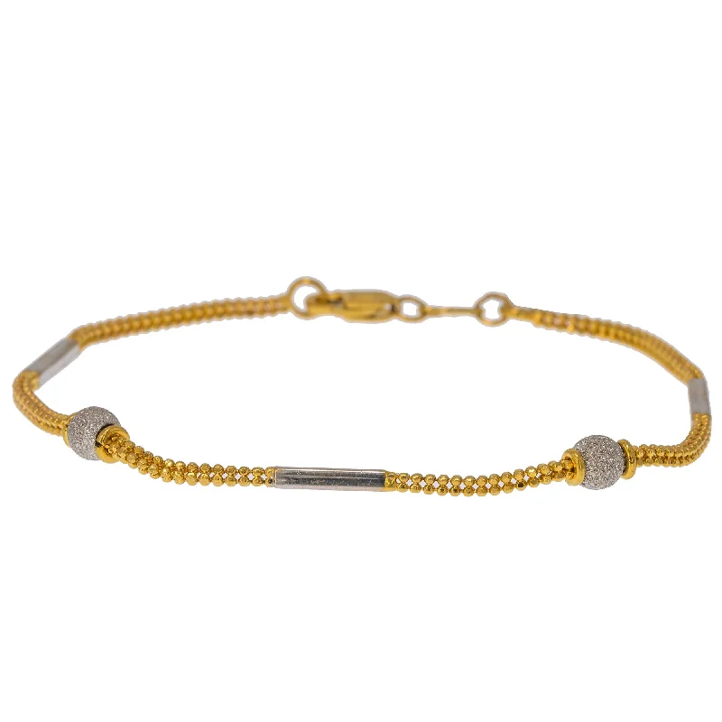 Personalized Bracelets for Teen Girls-22K Multi Tone Gold Adjustable Bracelet W/ Pipe, Ball & Clustered Beads