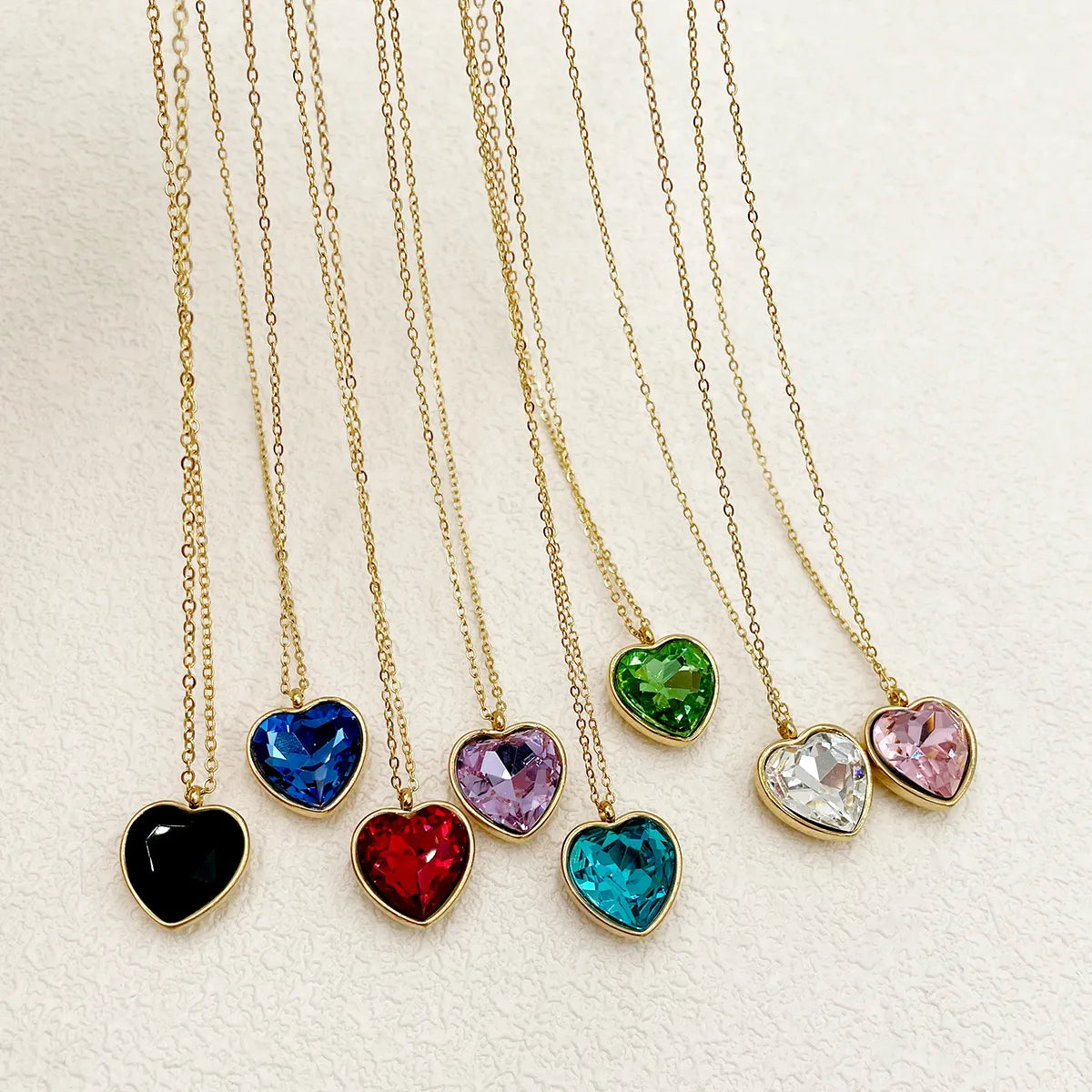 Onyx Necklaces-Vintage Style Luxurious Heart Shape Stainless Steel Plating Inlay Zircon Gold Plated Pendant Necklace