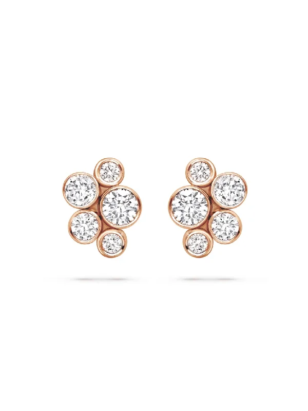 Elegant Crystal Stud Earrings-Raindance Classic Cluster Rose Gold Stud Earrings