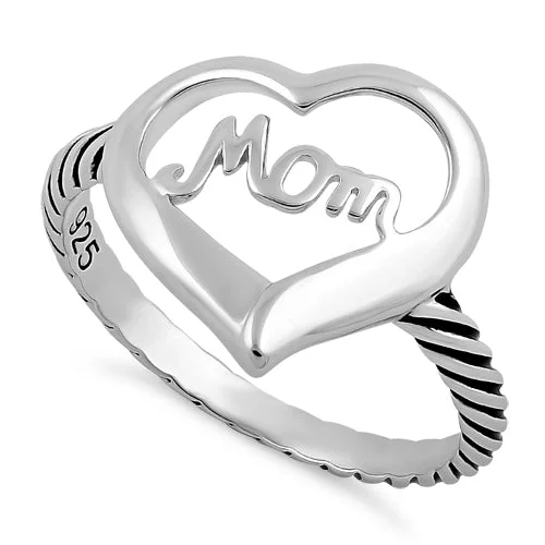 Luxury Engagement Rings-Sterling Silver Mom Heart Ring