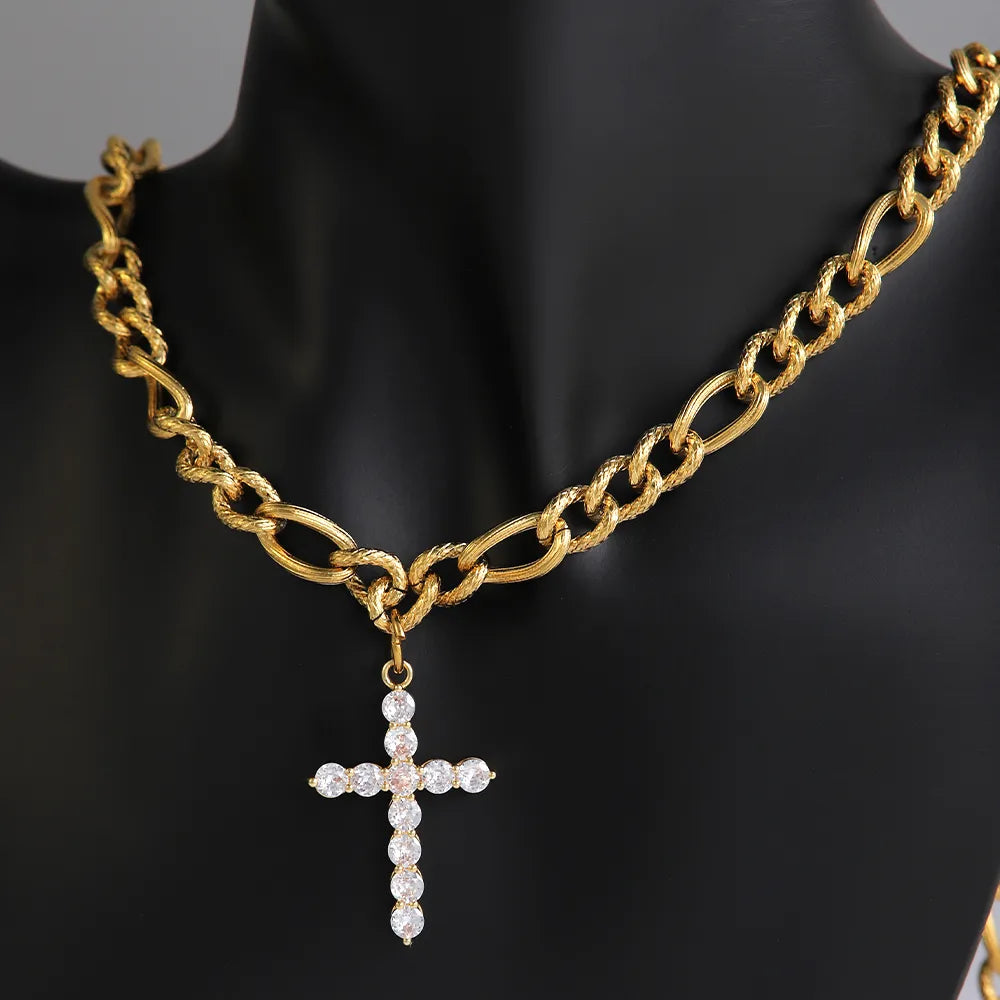 Golden Thick Straps Cross