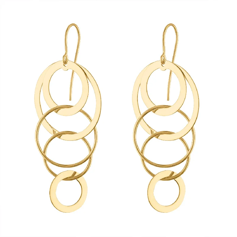 Multi-Gemstone Hoop Earrings-14KT GOLD INTERLOCKING CIRCLES EARRING