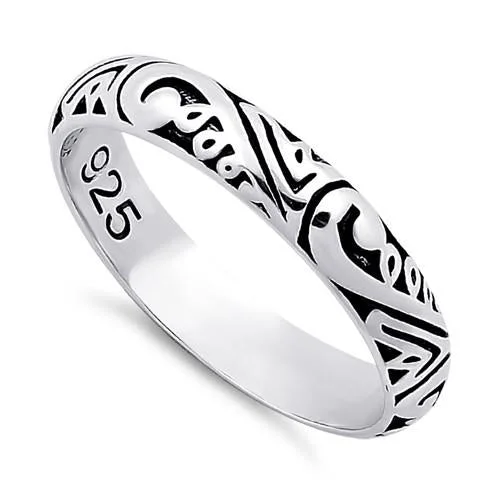 Men’s Vintage Rings-Sterling Silver Abstract Design Eternity Band