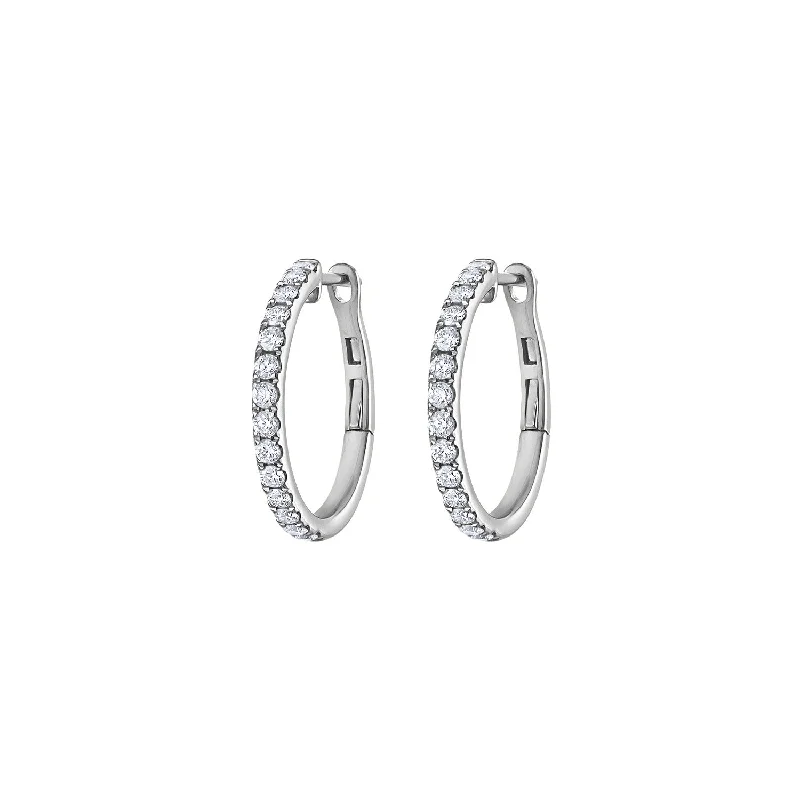 Custom Drop Earrings-14KT GOLD DIAMOND THICK HOOP EARRING