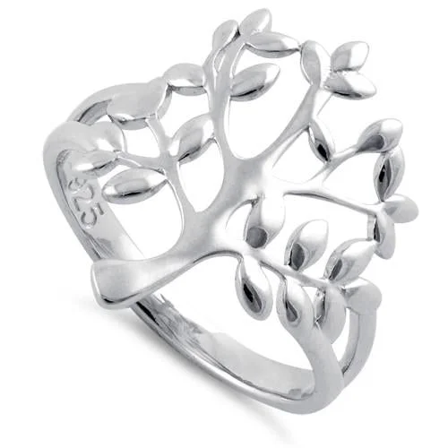 Custom Ring Sets for Couples-Sterling Silver Tree Of Life Ring