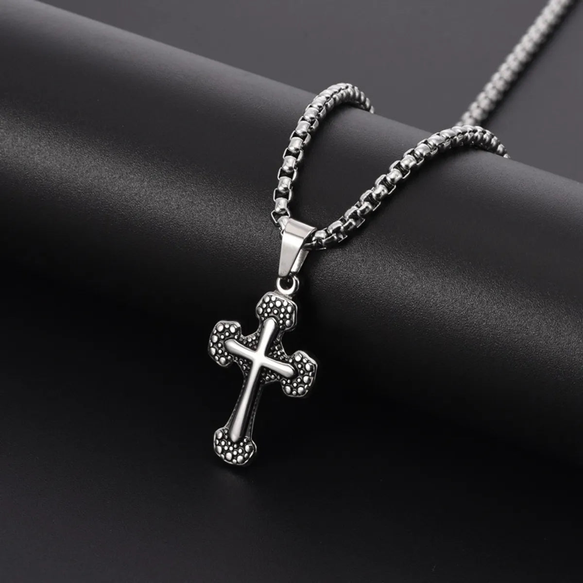 Handcrafted Necklaces-Simple Style Cross Stainless Steel Titanium Steel Polishing Men'S Pendant Necklace