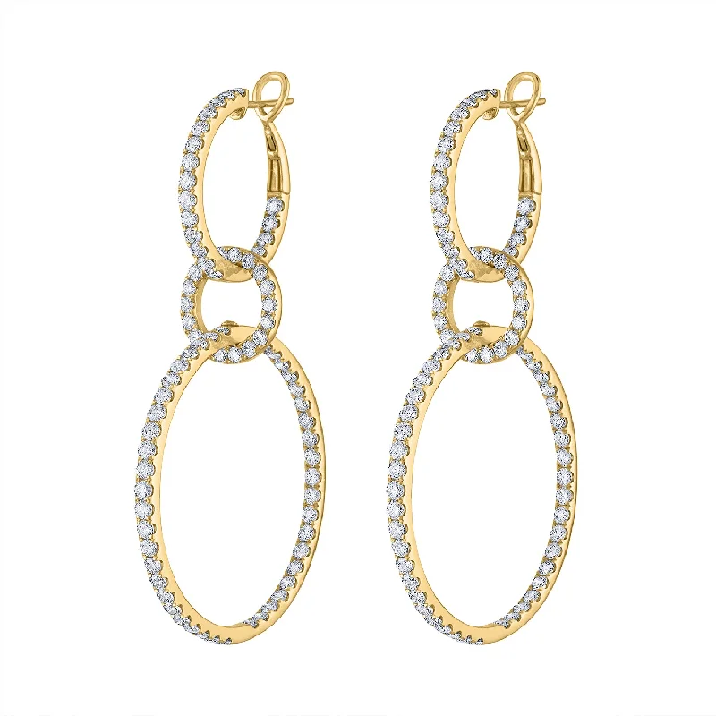 Enamel Hoop Earrings-14KT GOLD DIAMOND DOUBLE CIRCLE HOOP EARRING