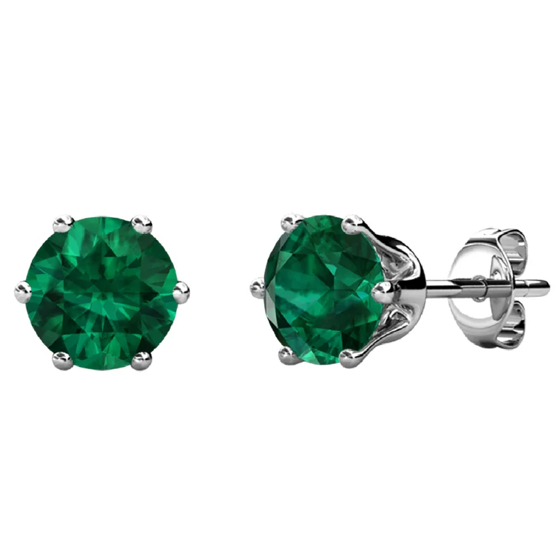 Star Shaped Earrings-May Birthstone Emerald Earrings 18k White Gold Plated Stud Earrings with 1CT Swarovski Crystal