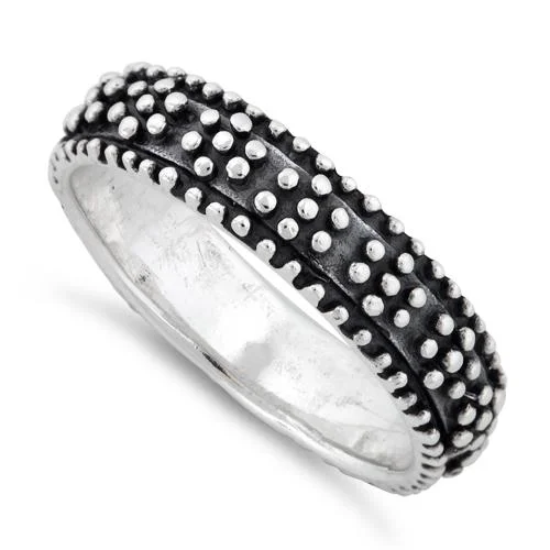 Men’s Gold Rings-Sterling Silver Oxidized Dots Eternity Ring