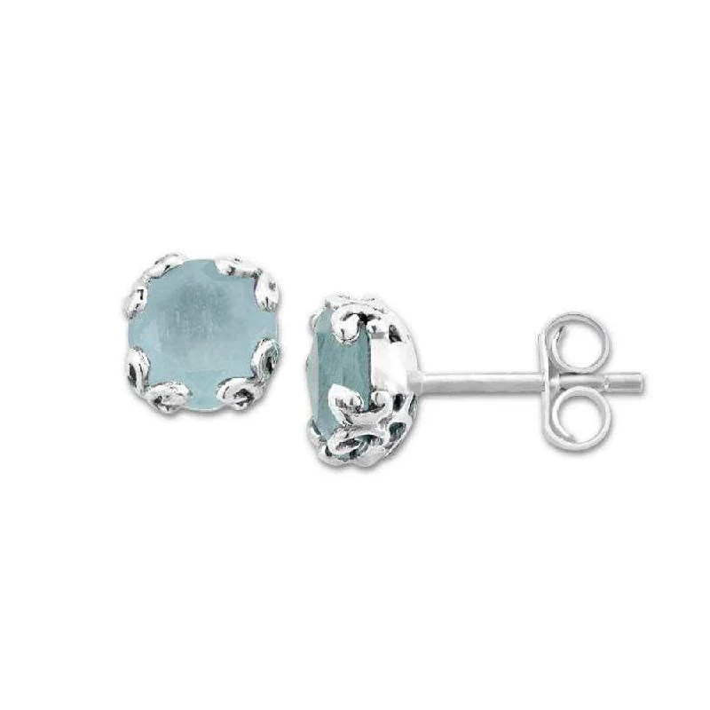 Teardrop Earrings-Samuel B. Aquamarine Birthstone Glow Stud Earrings - March