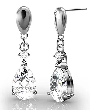 Bold Stud Earrings-Zoey 18K White Gold Drop Earrings with Swarovski Crystals