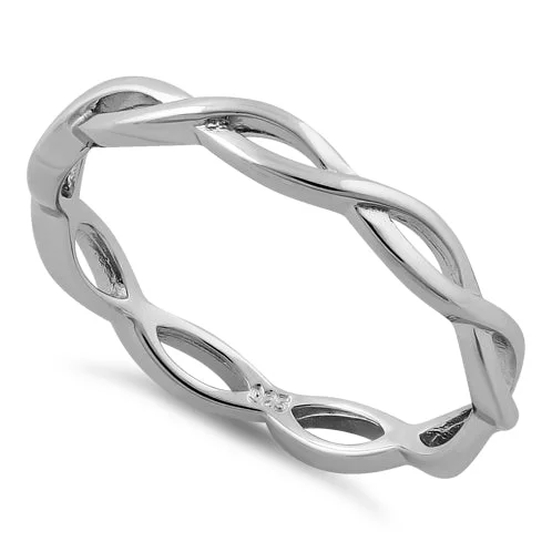 Custom Diamond Promise Rings-Sterling Silver Infinity Fish Ring