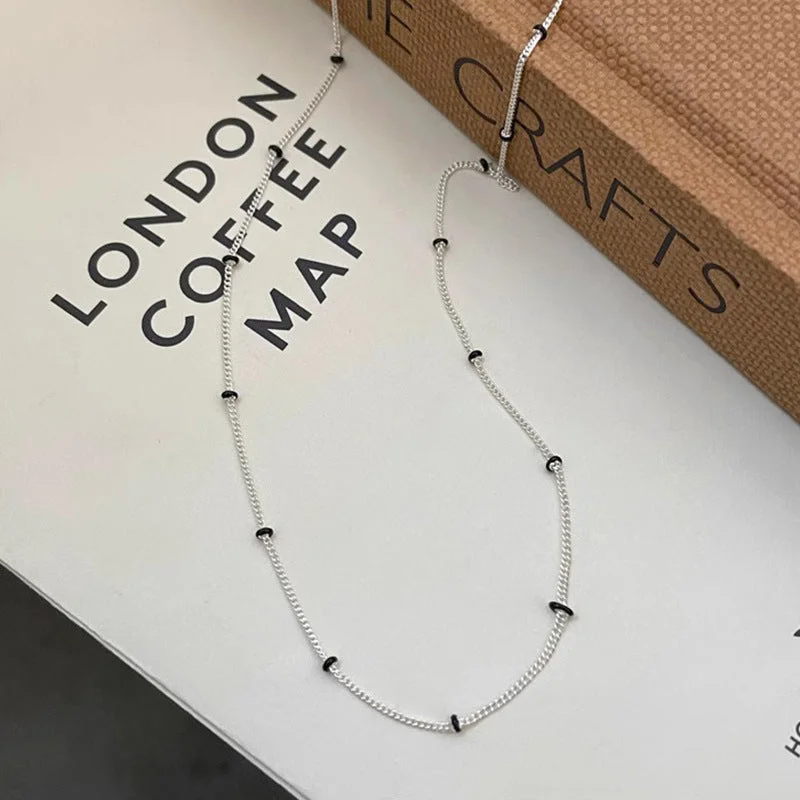 Custom Text Necklaces-Simple Style Geometric Color Block Sterling Silver Epoxy Necklace