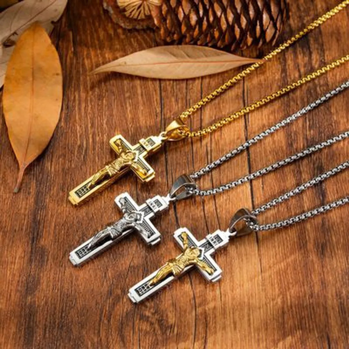 Antique Gold Necklaces-Original Design Cross 304 Stainless Steel Plating Men'S