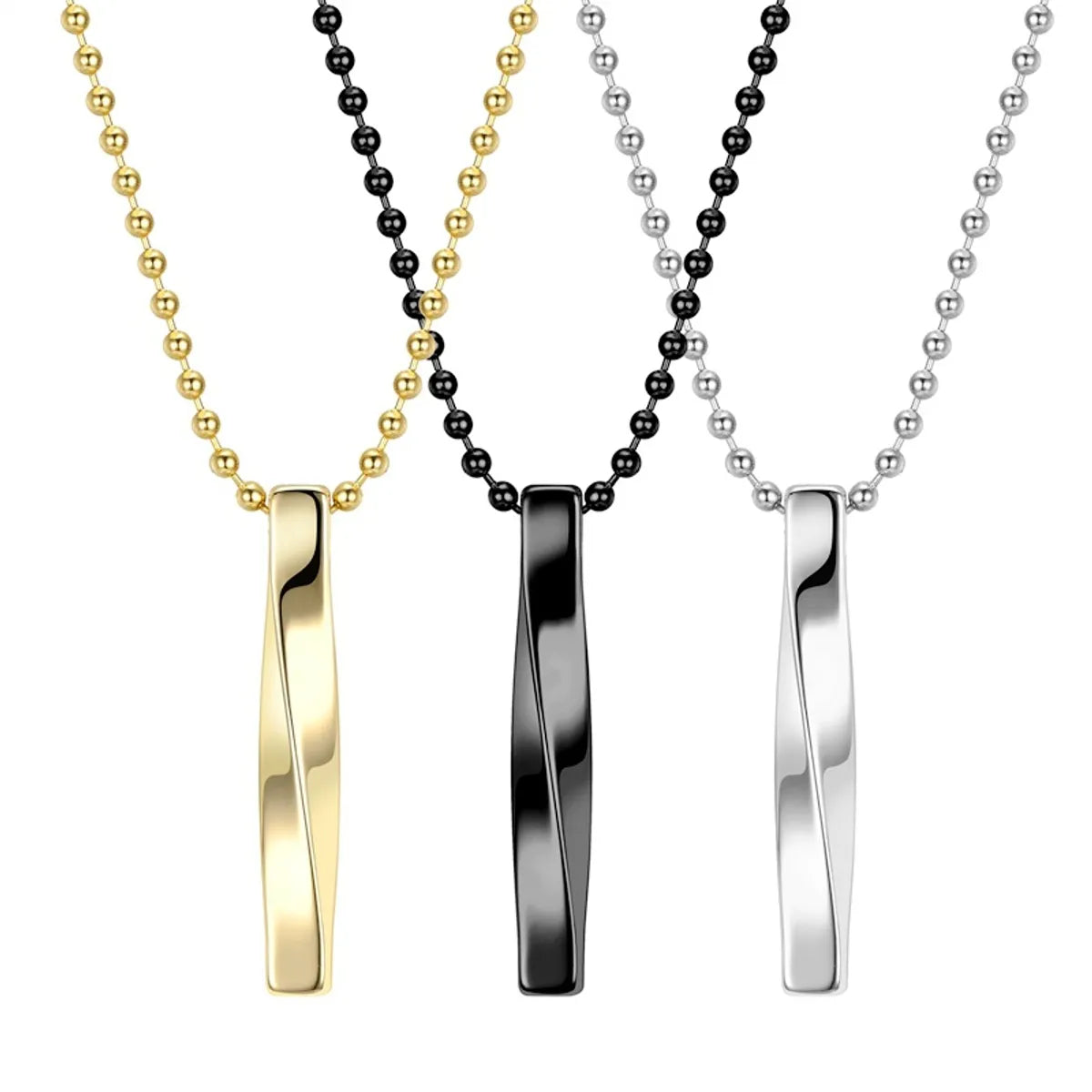 14K Gold Necklaces-Simple Style Rhombus Titanium Steel Polishing 18K Gold Plated Unisex Pendant Necklace