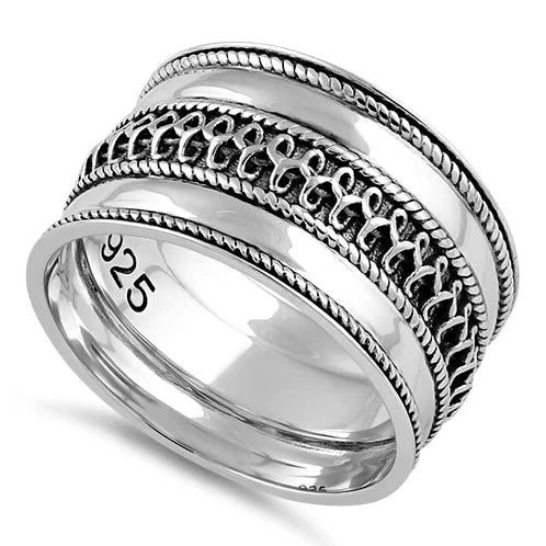 Couples Rings Sets-Sterling Silver Bali Design Ring