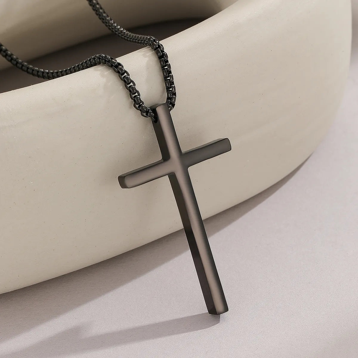 Floral Necklaces-Simple Style Cool Style Cross Stainless Steel Men'S Pendant Necklace