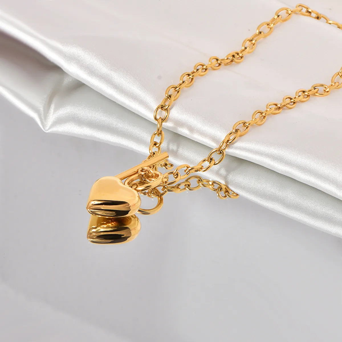 Quote Necklaces-Titanium Steel 18K Gold Plated Cute Sweet Heart Shape Polishing Pendant Necklace