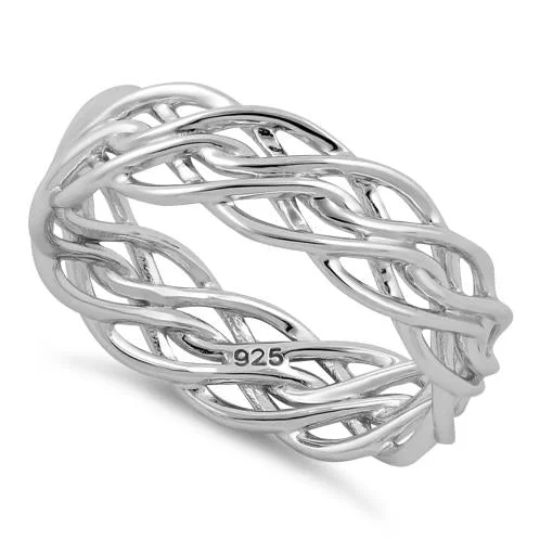 Wedding Band Customization-Sterling Silver Wavy Strings Braided Ring