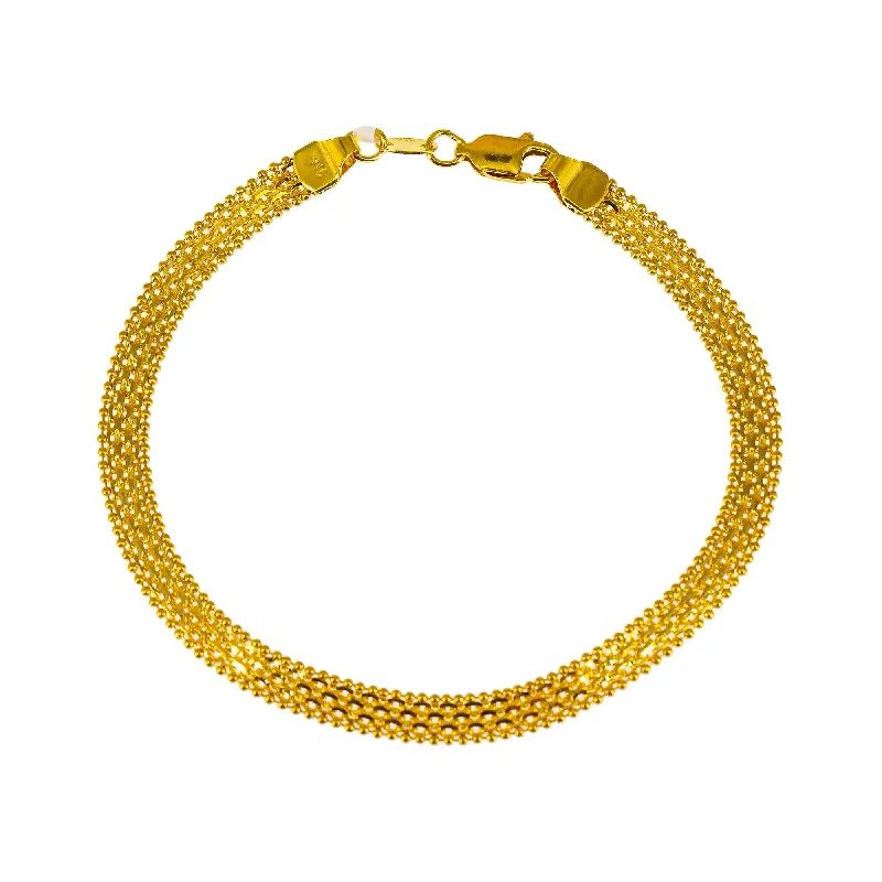 Custom Beaded Bracelets for Women-22K Yellow Gold Flat Bracelet W/ Anchor & Ball Bead Links