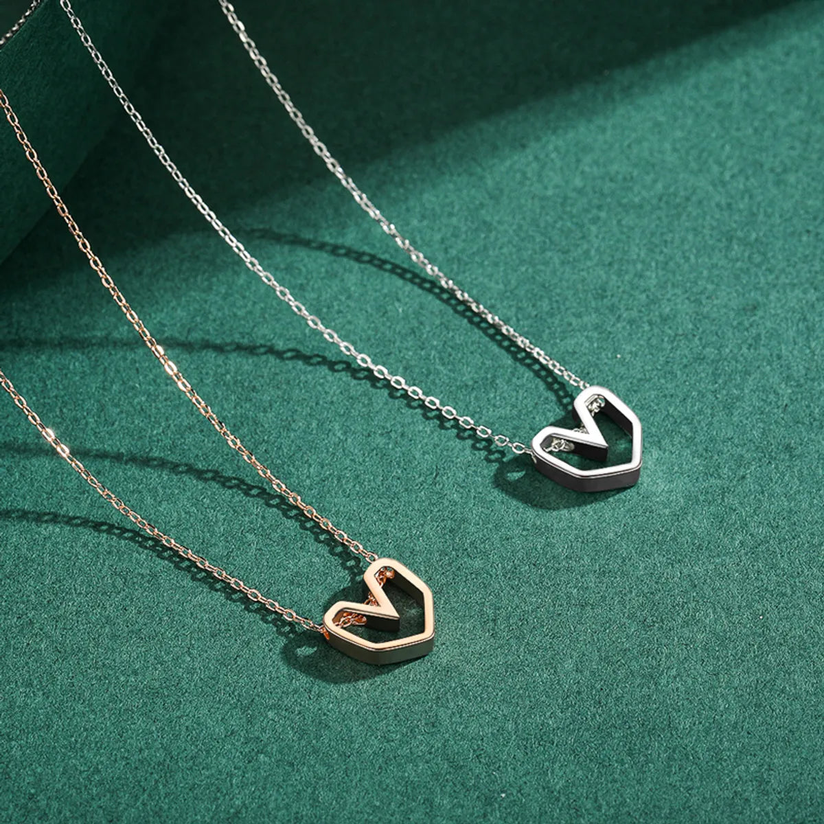 Layered Chain Necklaces-Ins Style Simple Style Heart Shape Sterling Silver Plating Hollow Out Rose Gold Plated Rhodium Plated Necklace