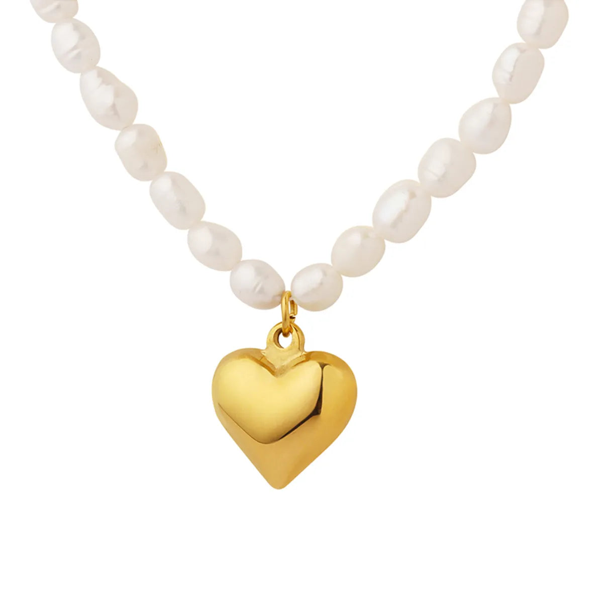 Friendship Necklaces-Glam Heart Shape Titanium Steel Beaded Pearl Necklace