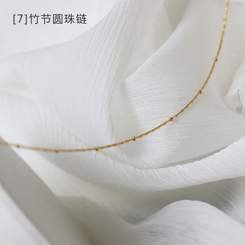 [7] Bamboo Joint Ball Bead Chain Gold 50cm