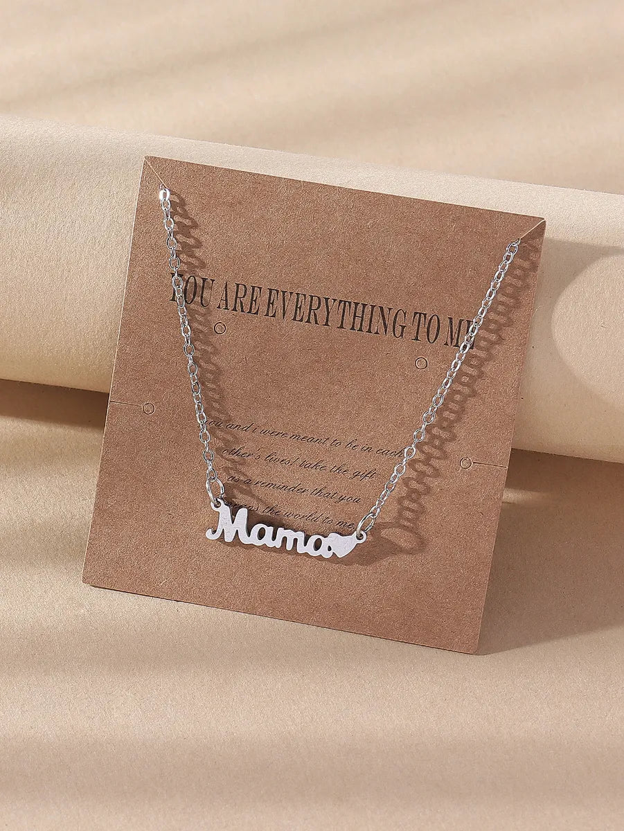 Personalized Pendant Necklaces-Fashion Mama Letter Stainless Steel Plating Necklace