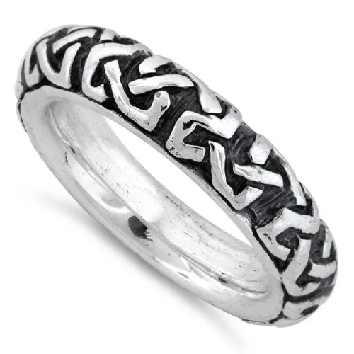 Stackable Rings for Women-Sterling Silver Oxidized Celtic Ring