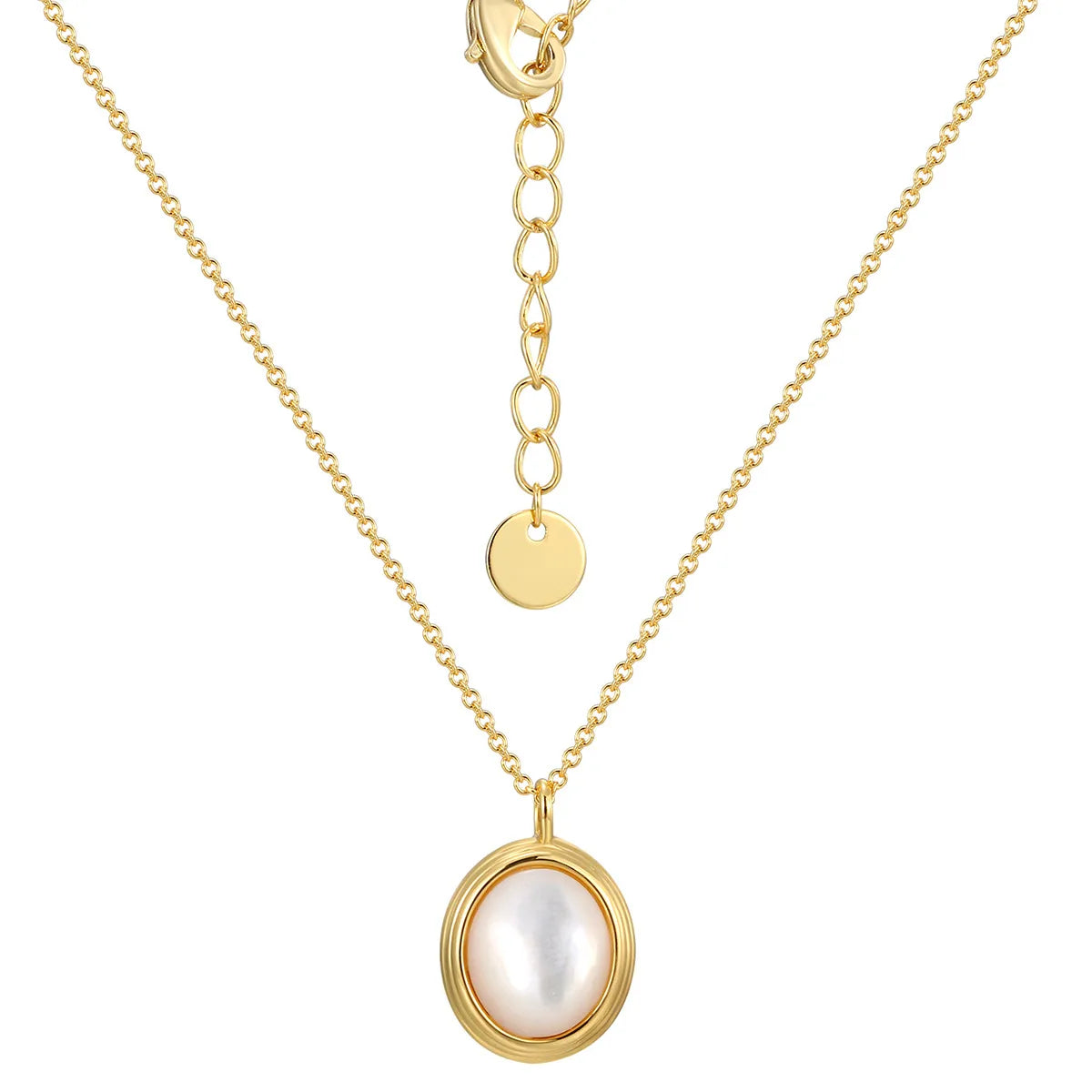 Golden Oval Shell Pearls Pendant