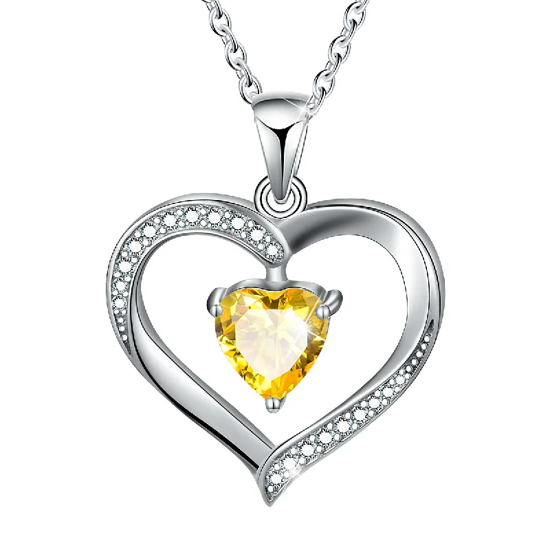 "Mother's Day Love Single Zircon Necklace Platinum (Color: Deep Golden)"