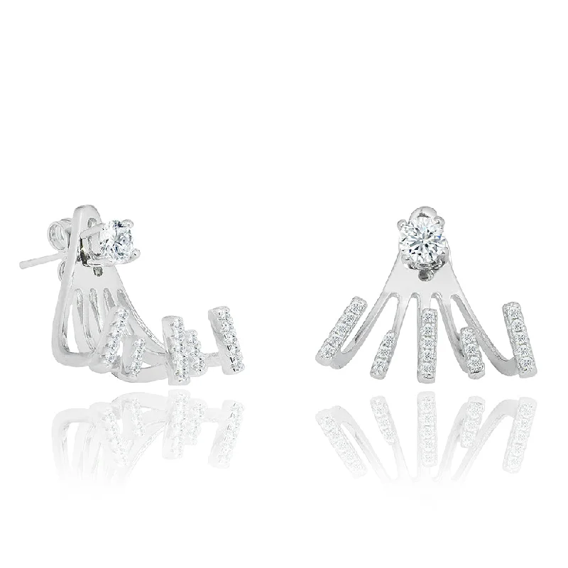 Classic Drop Earrings-Angelina 18k White Gold Plated Stud Earrings Drop Claw Design with Round Cut Simulated Diamond Crystals