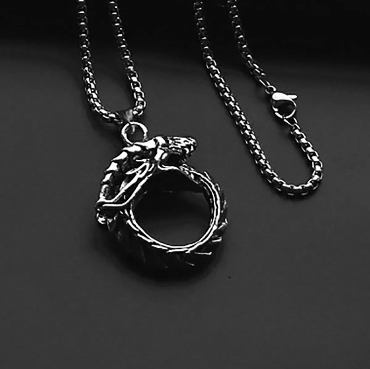 Rattlesnake Snake Eating Titanium Steel Necklace