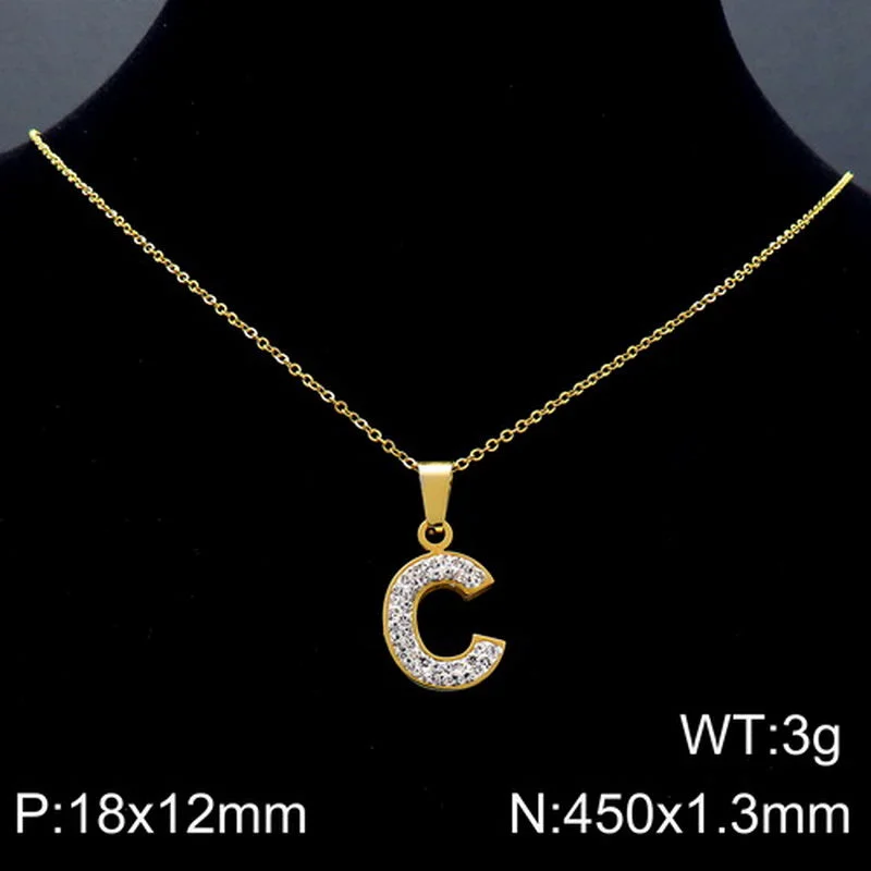 Gold Necklace Letter C