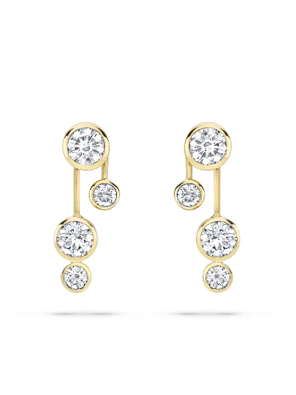 Multi-Layered Earrings-Raindance Detachable Double Drop Yellow Gold Earrings