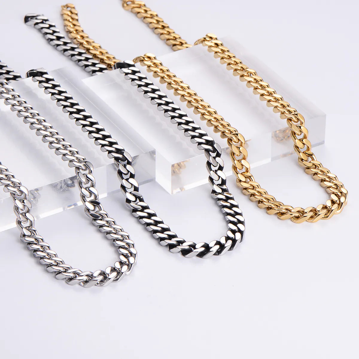 Trendy Gold Necklaces-Hip-hop Rock Solid Color Stainless Steel Polishing Plating 18k Gold Plated Long Necklace