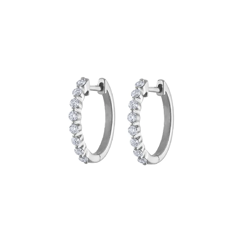 Classic Crystal Earrings-14KT GOLD DIAMOND PRONG HUGGIE EARRING