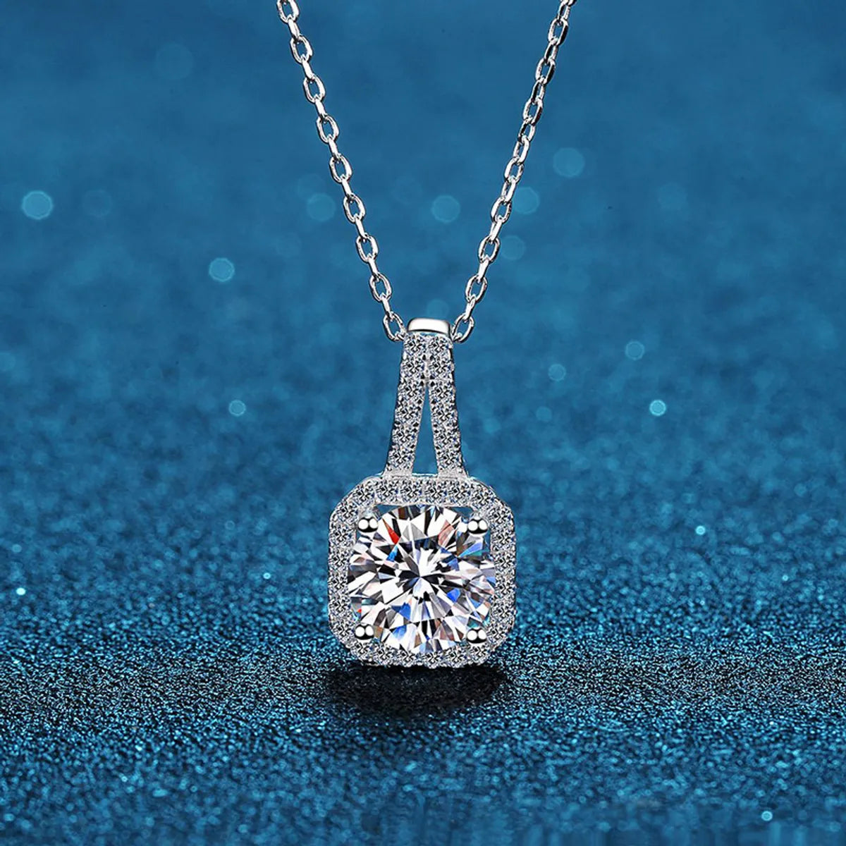 Family Necklaces-Elegant Sweet Solid Color Sterling Silver Plating Inlay Zircon White Gold Plated Pendant Necklace