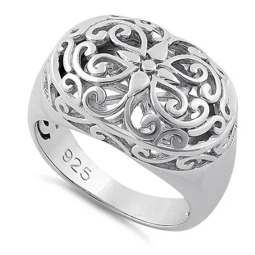 Personalized Stacking Wedding Rings-Sterling Silver Grandiose Filigree Ring