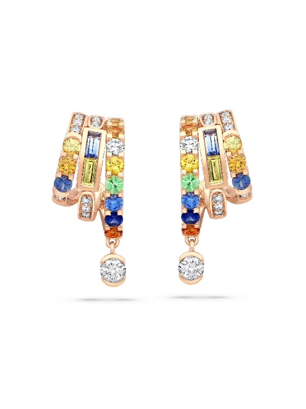 Colorful Gold Earrings-The Boodles National Gallery Collection - Play of Light Rose Gold Multi-Gem Earrings