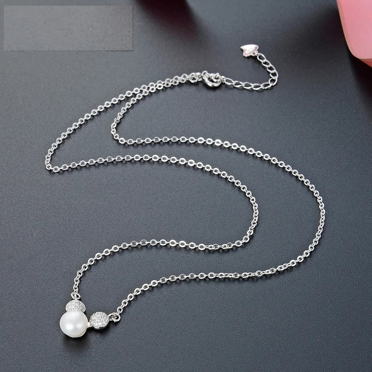 Diamond Necklaces-Rose Gold Mouse Pearl S925 Silver Necklace Korean Creative Inlaid Rhinestone Necklace Wholesale