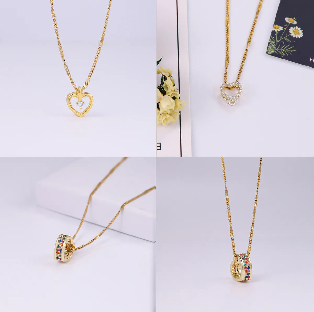 Silver Chain Necklaces-Elegant Sweet Heart Shape Stainless Steel Copper Plating Inlay Zircon 18k Gold Plated Pendant Necklace